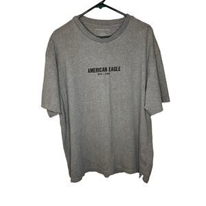 American Eagle T-Shirt Mens XL Gray Drop Shoulder Fit Short Sleeves Thick Cotton